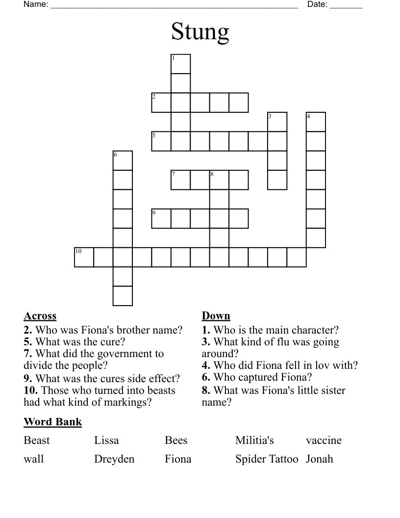 Stung Crossword WordMint