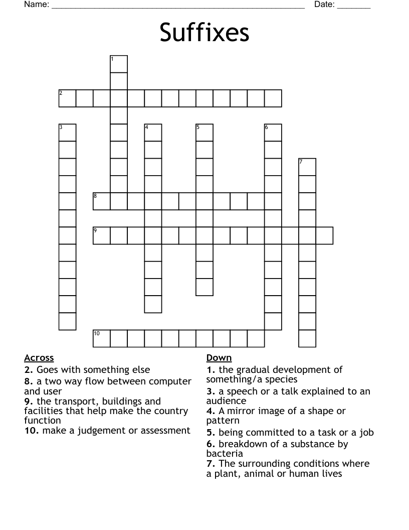 Suffixes Crossword WordMint