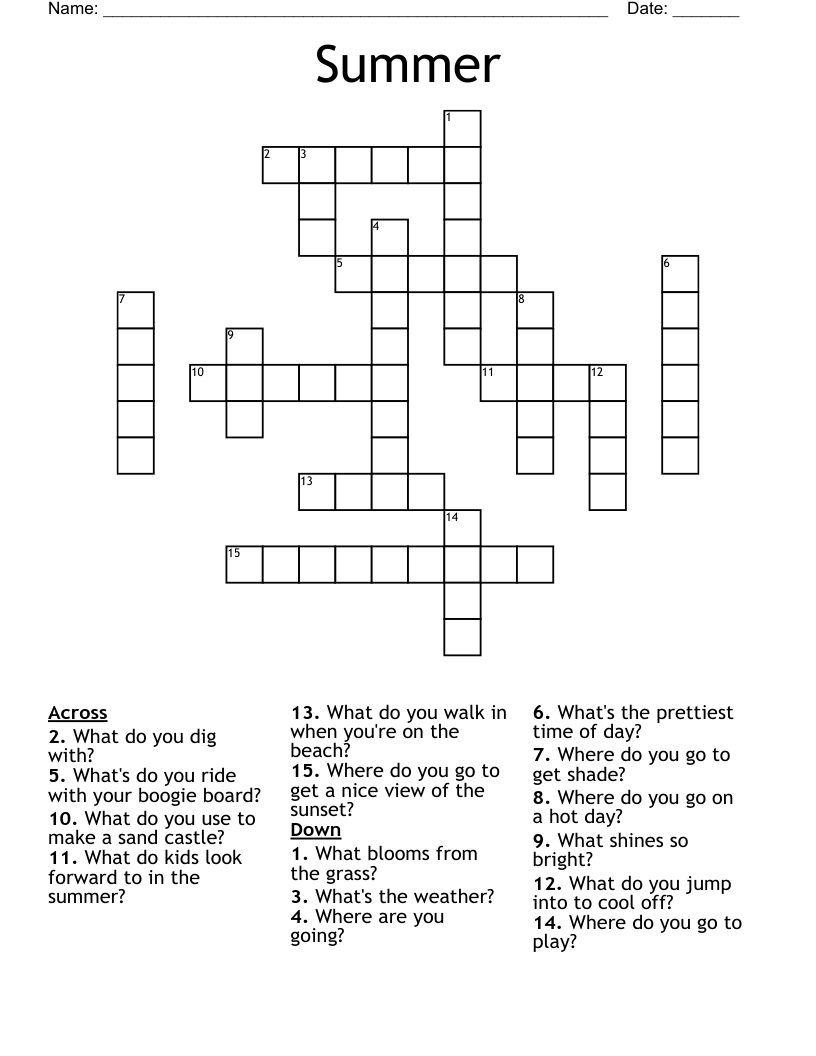 Summer Crossword - WordMint