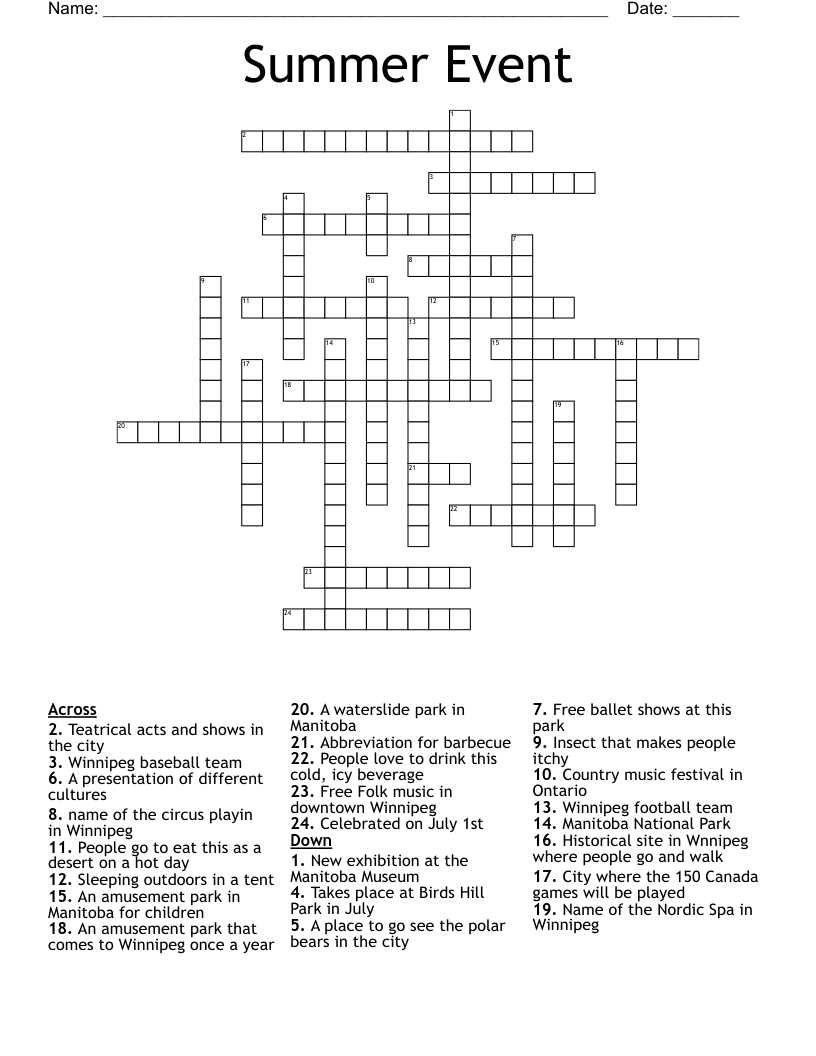 Summer Event Crossword - WordMint