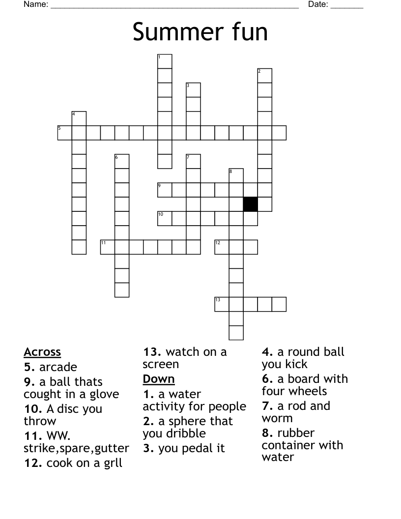 Summer fun Crossword WordMint