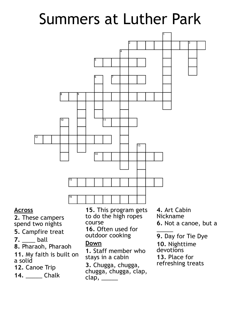 Summers at Luther Park Crossword WordMint