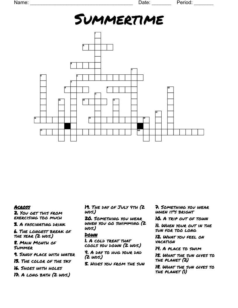 Summertime Crossword WordMint