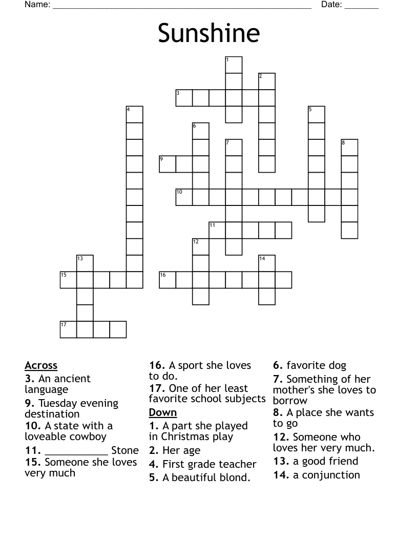 Sunshine Crossword WordMint