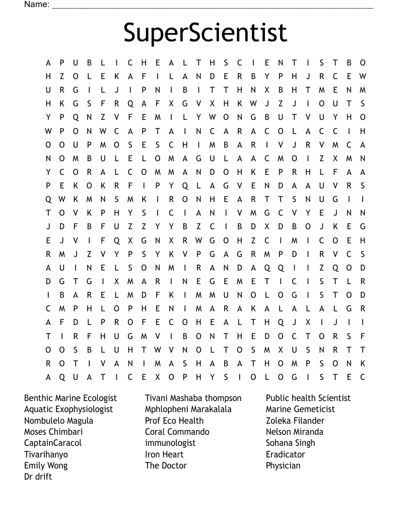 SuperScientist Word Search WordMint