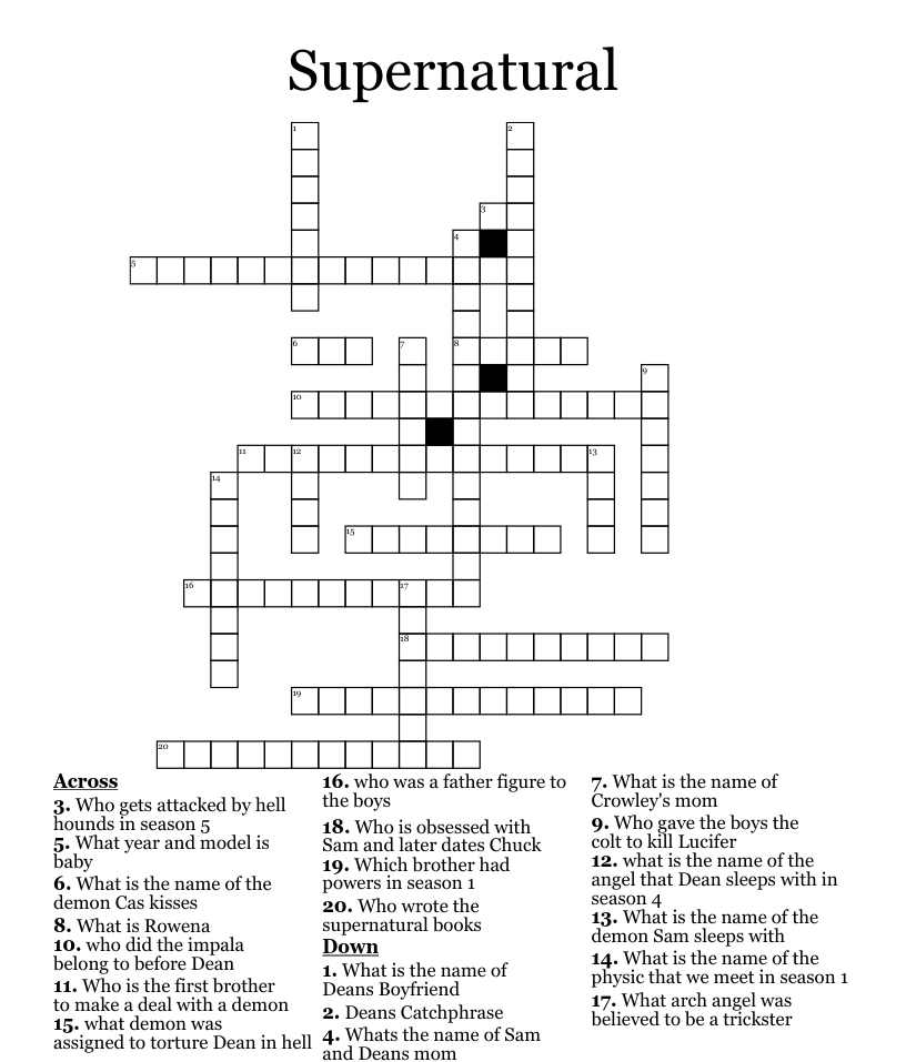 supernatural Word Search WordMint