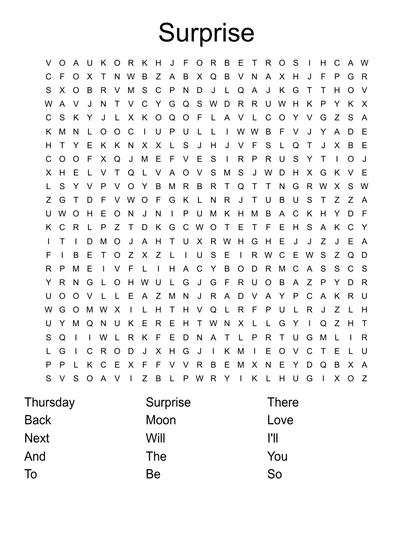 Surprise Word Search WordMint