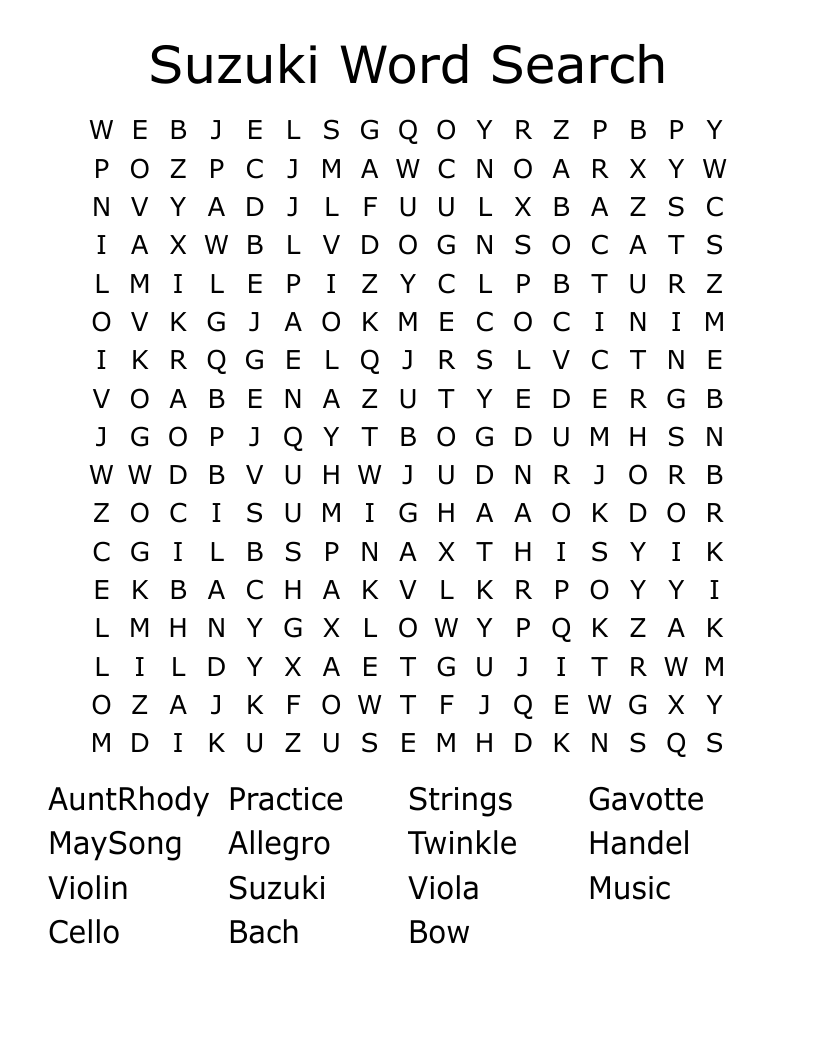 Suzuki Word Search WordMint