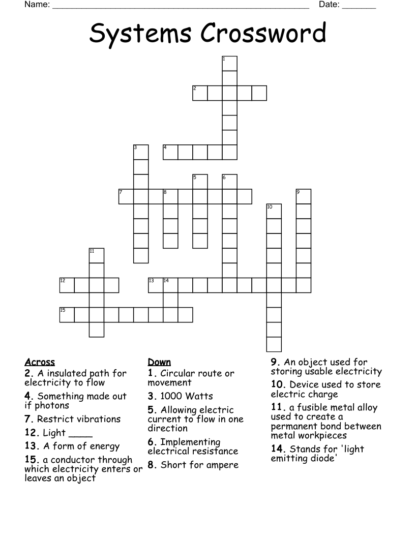 Systems Crossword WordMint