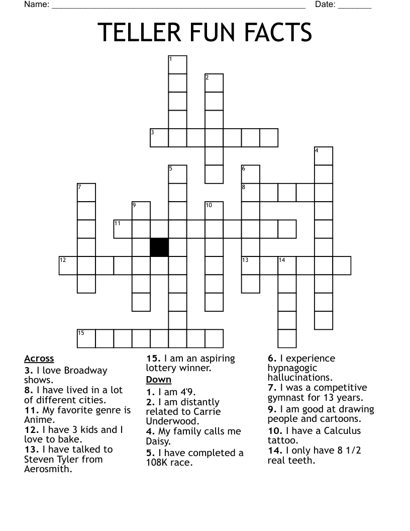 TELLER FUN FACTS Crossword WordMint