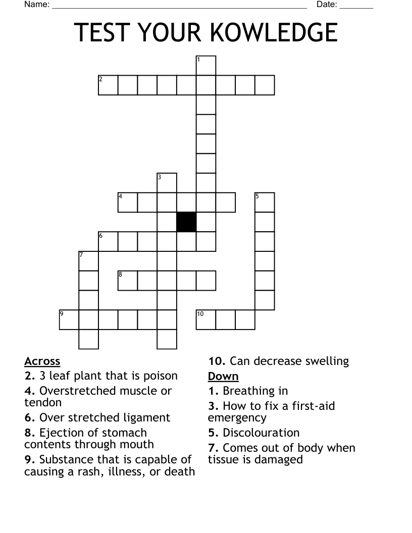 Health Conditions Crosswords, Word Searches, Bingo Cards WordMint