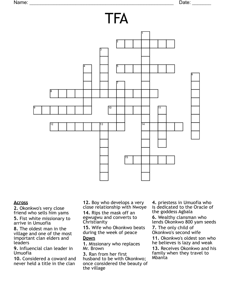 Things Fall Apart Crossword WordMint