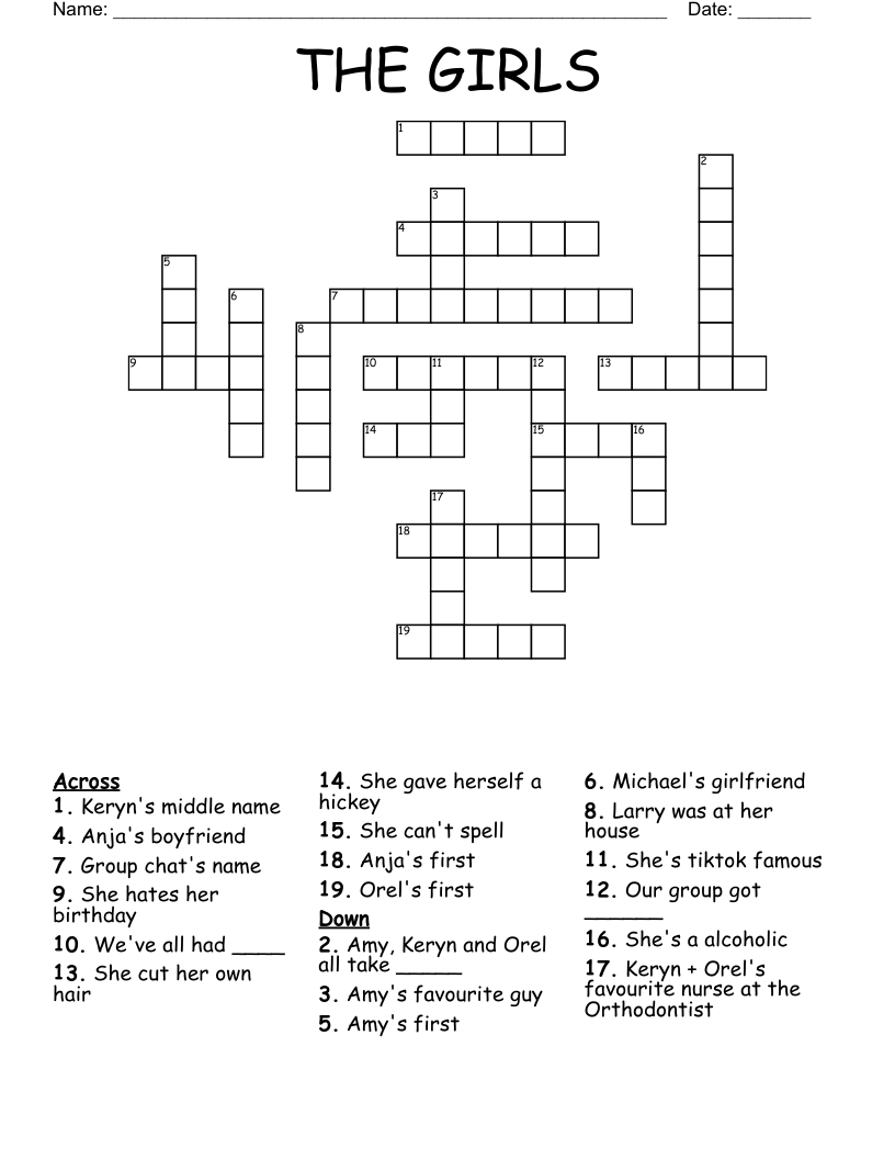 THE GIRLS Crossword WordMint