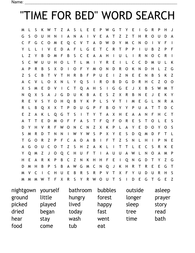 "TIME FOR BED" WORD SEARCH WordMint