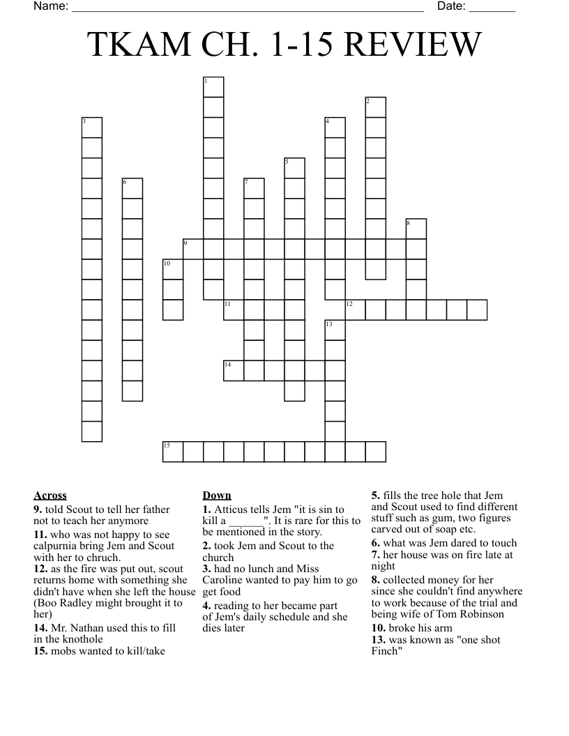 TKAM CH. 115 REVIEW Crossword WordMint