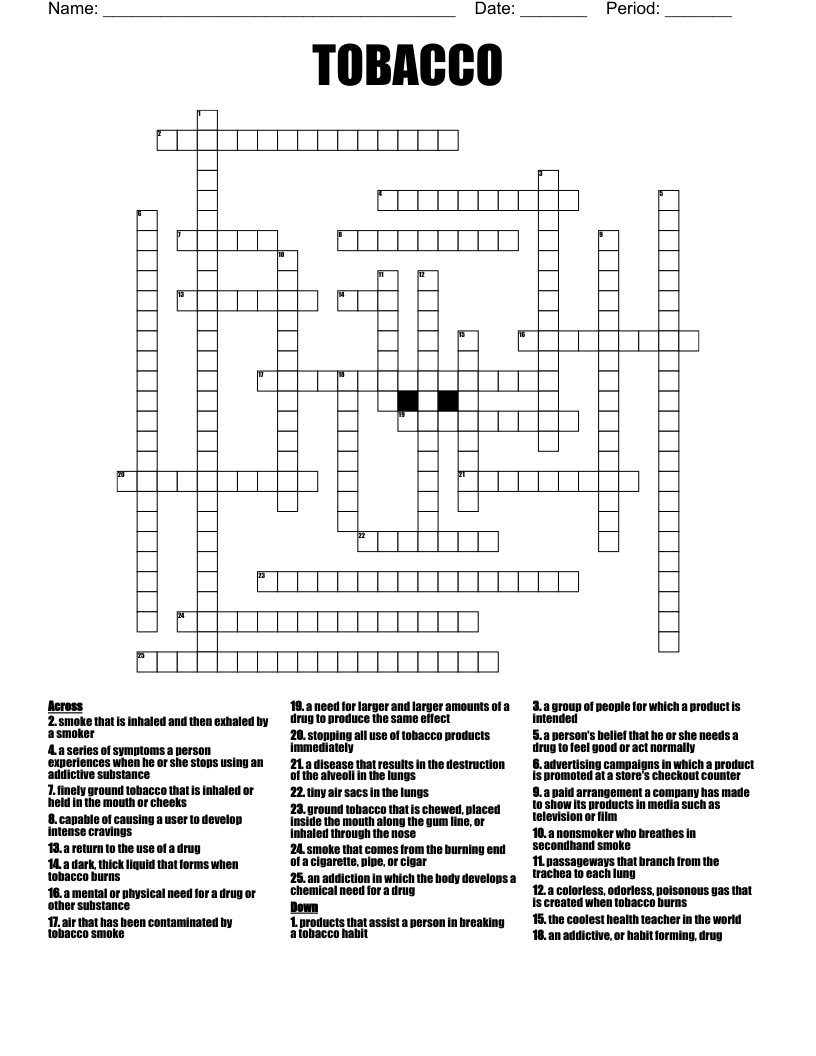 TOBACCO Crossword WordMint
