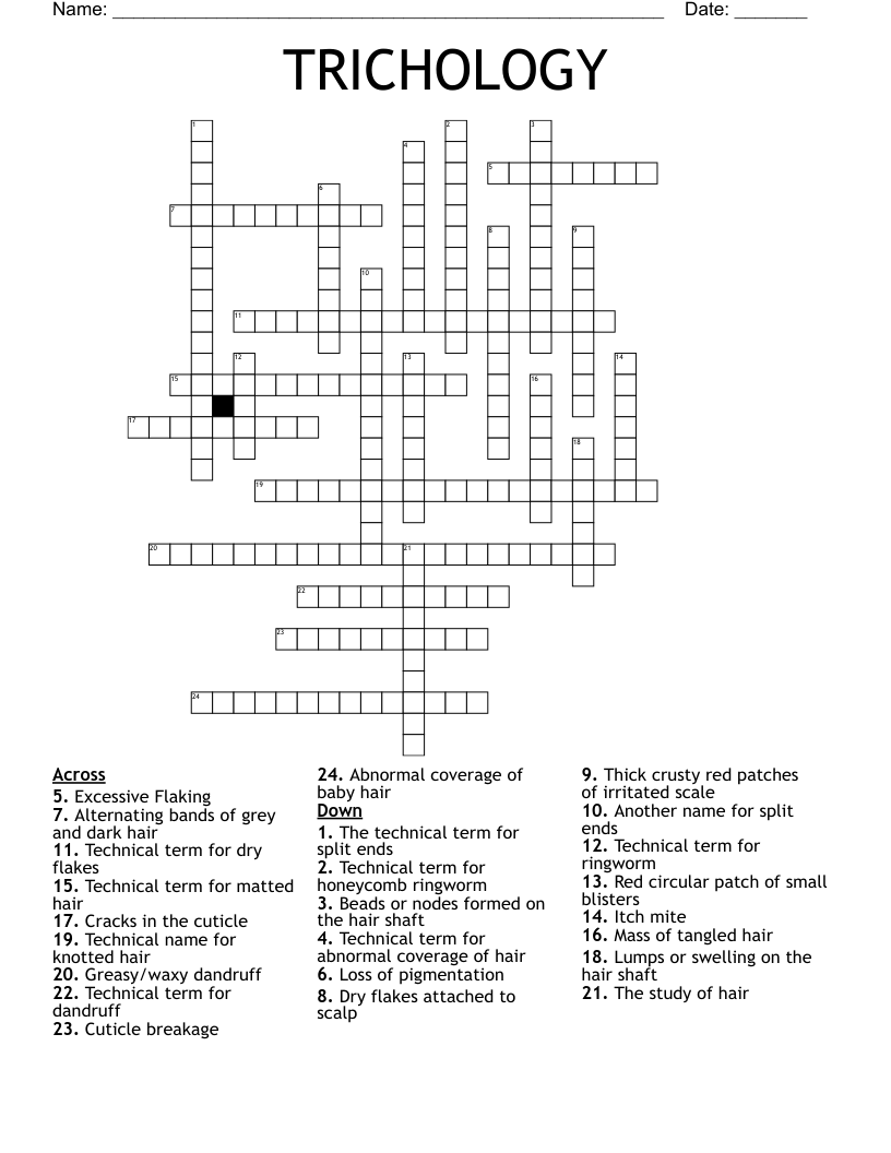 Properties of the hair and scalp Crossword WordMint