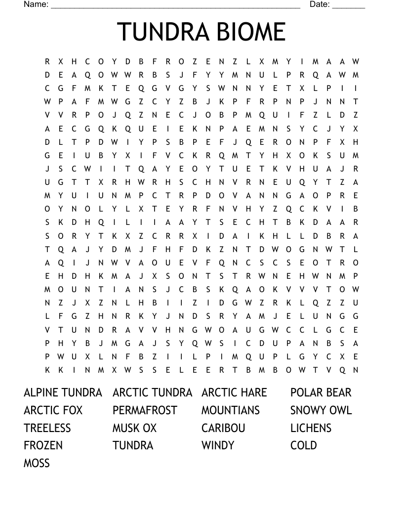 Similar to Alpine Tundra Word Search WordMint