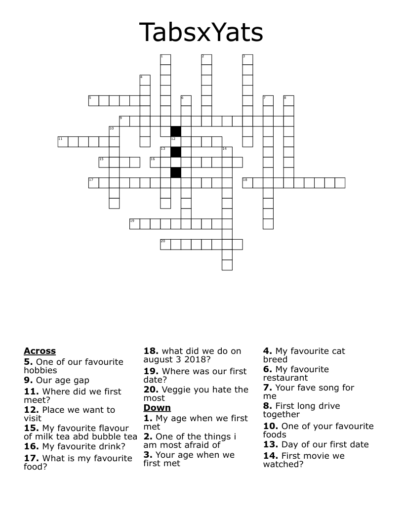 TabsxYats Crossword WordMint