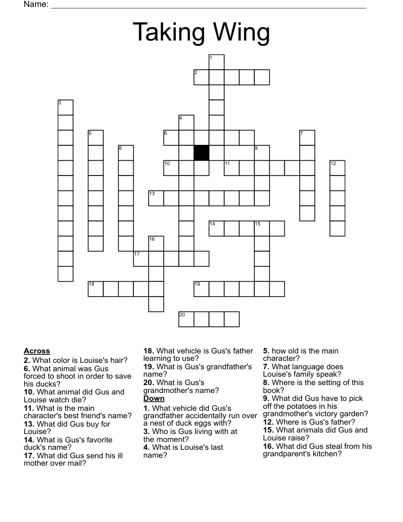 Taking Wing Crossword WordMint