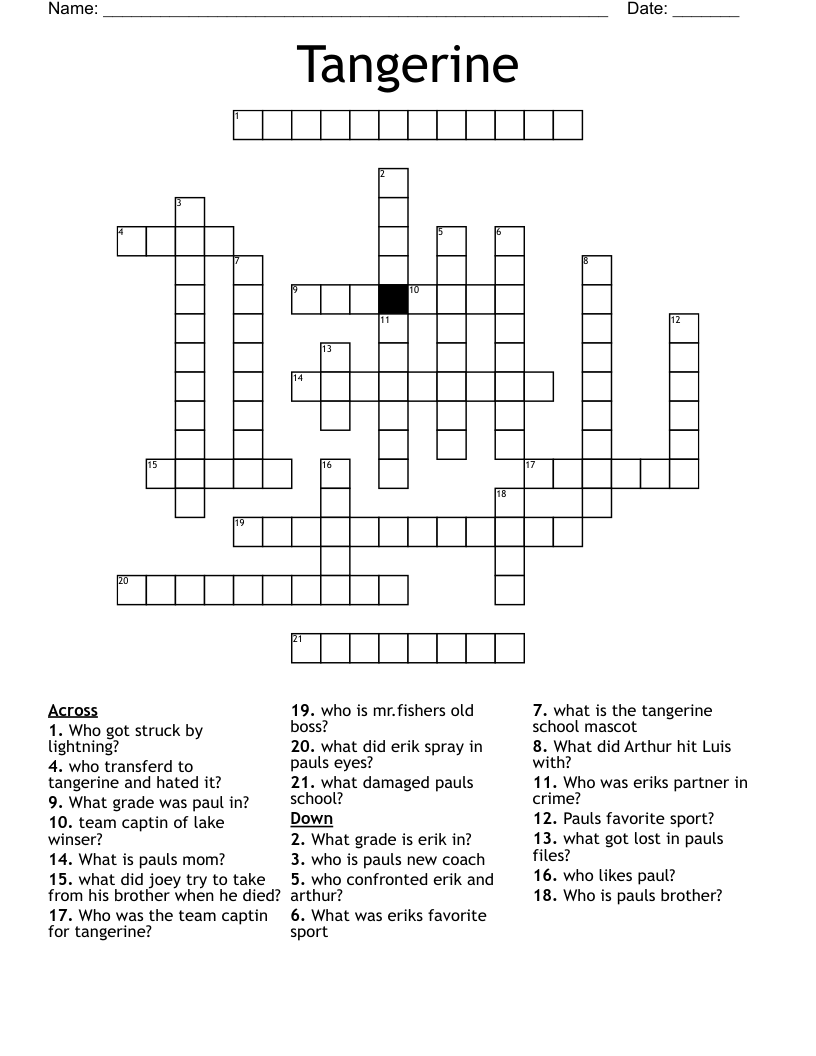 Tangerine Crossword WordMint