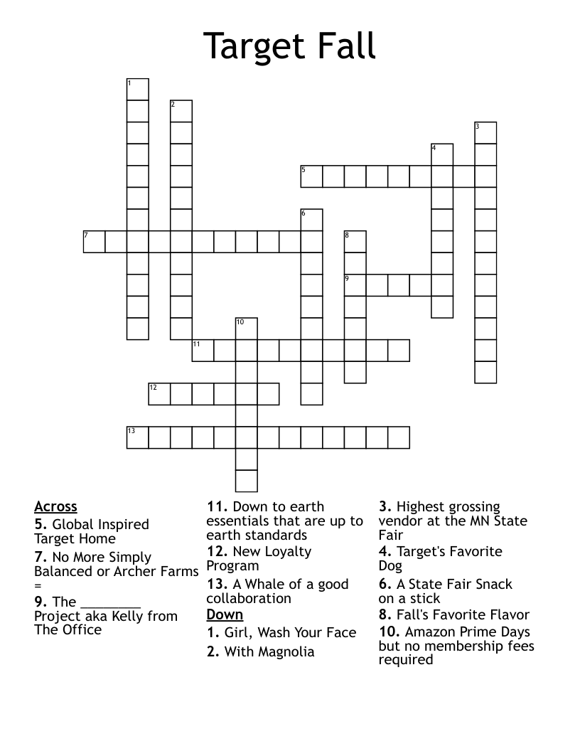 Target Fall Crossword WordMint