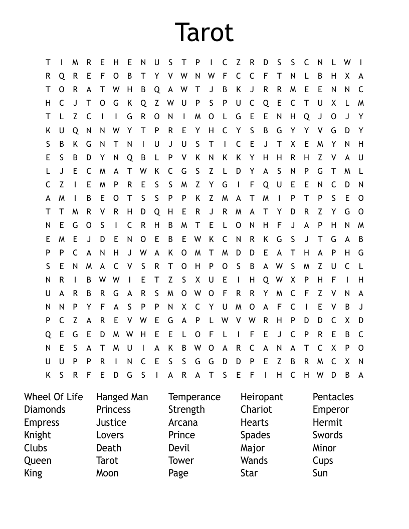 Tarot Word Search WordMint