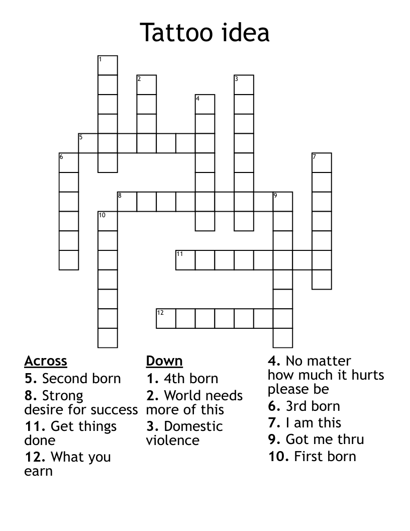 Tattoo idea Crossword WordMint