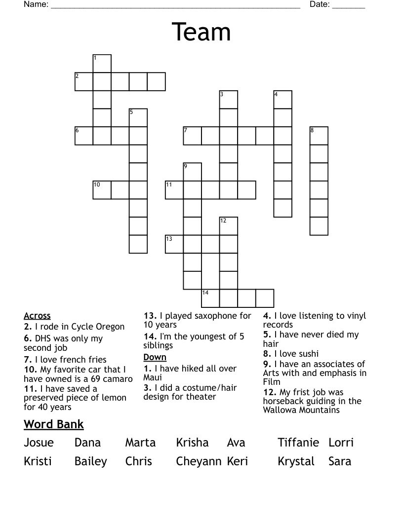 Team Crossword WordMint