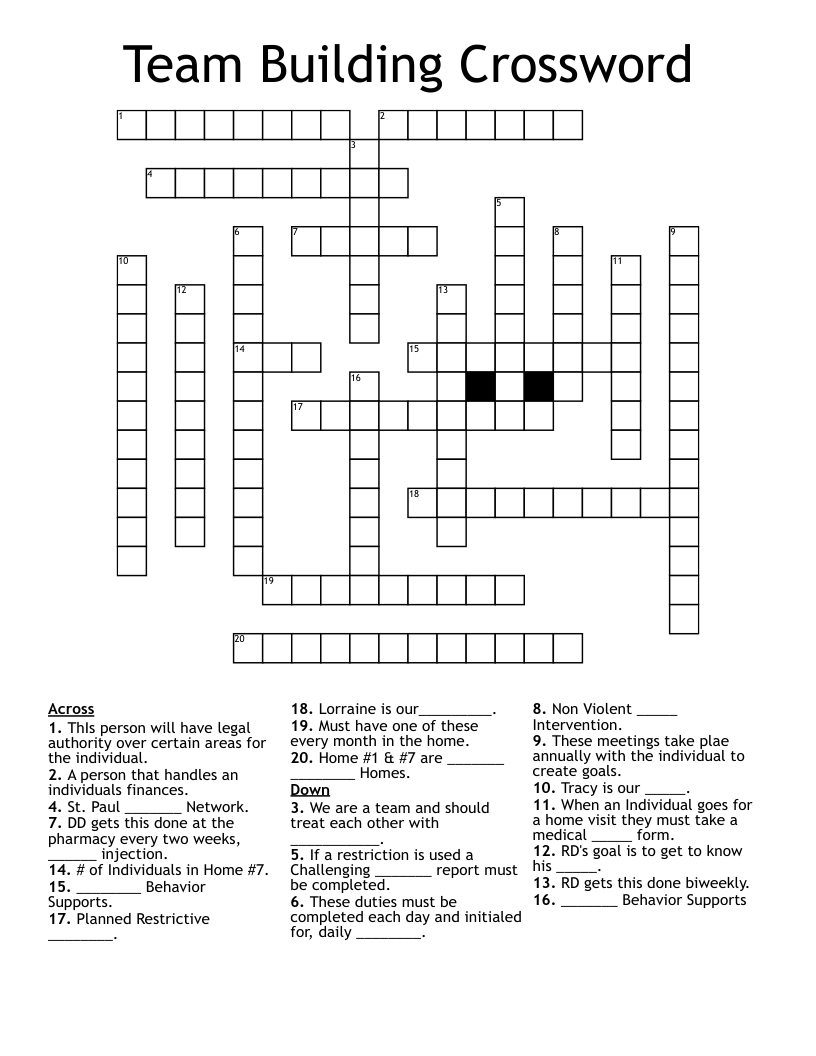 Team Building Crossword WordMint