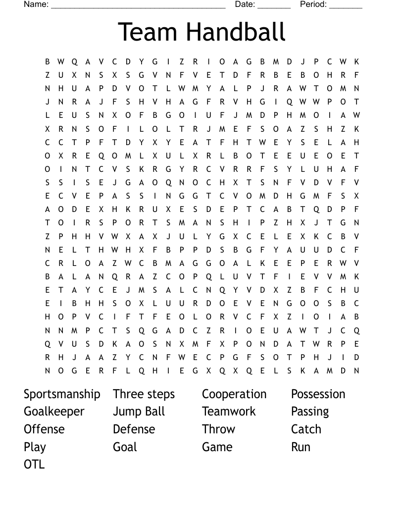 Handball Word Search WordMint