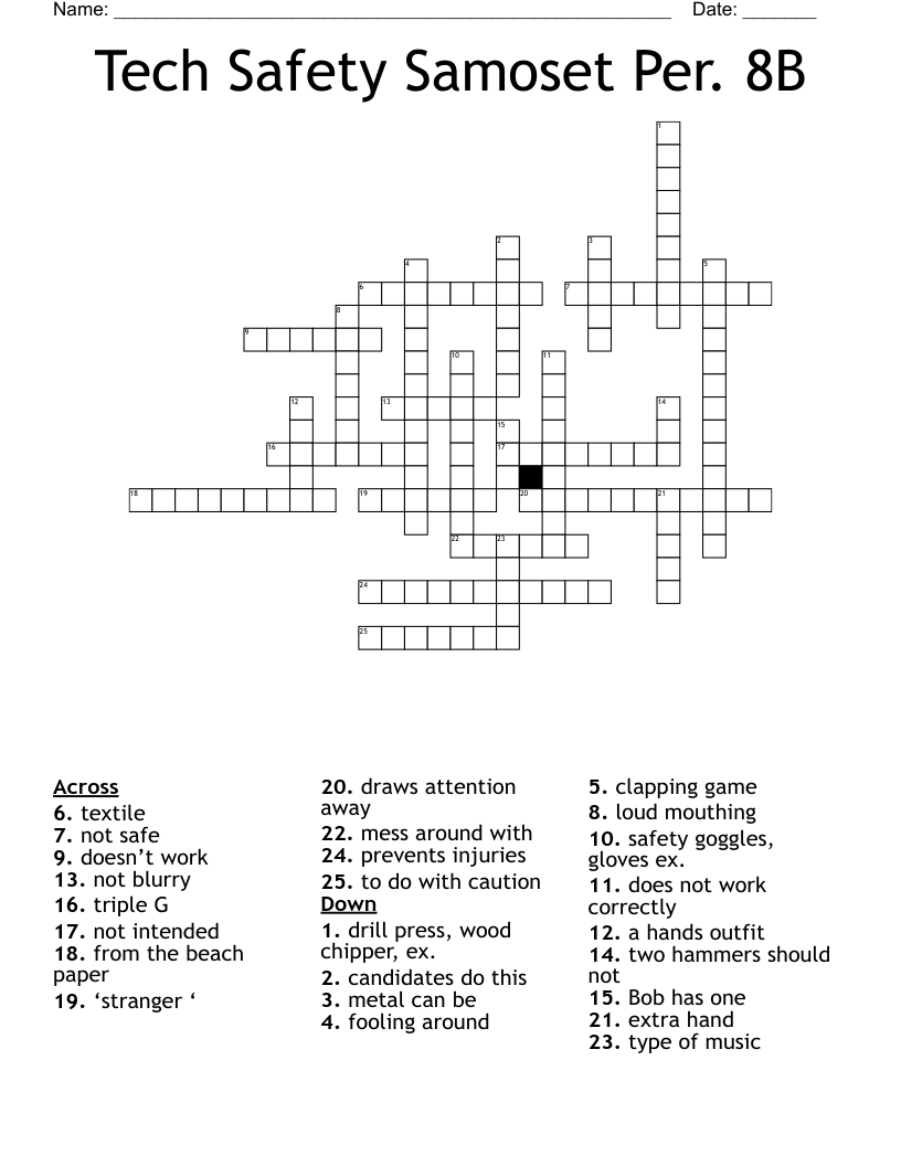 Tech Safety Samoset Per. 8B Crossword WordMint