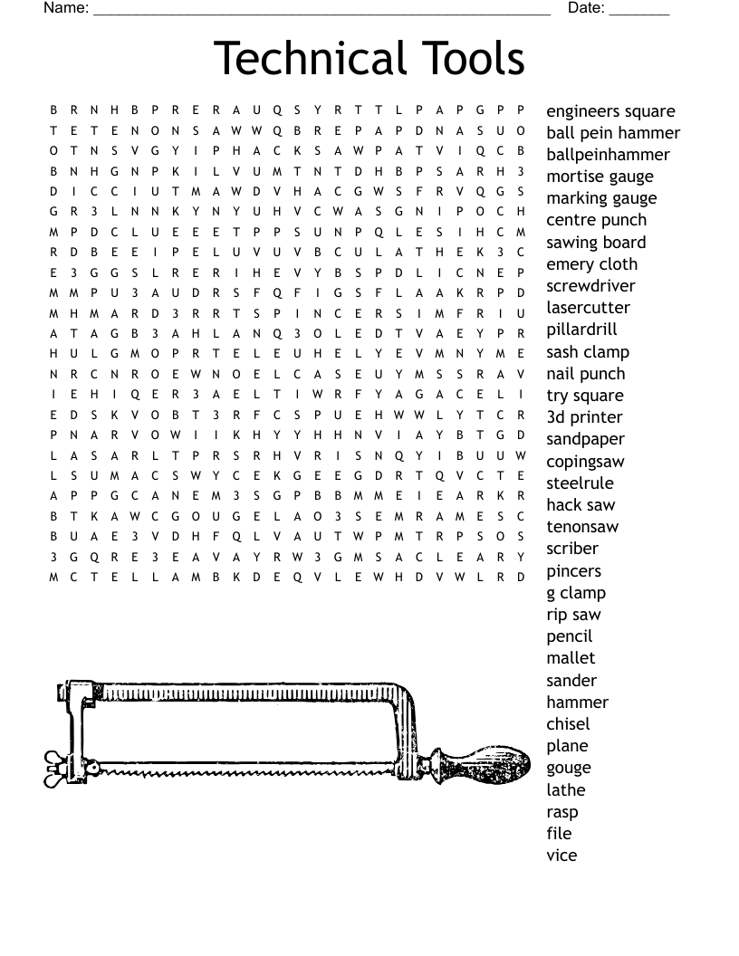 Woodworking Tools Word Search WordMint