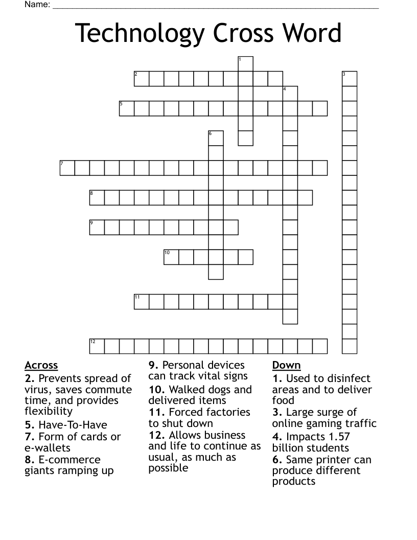 Technology Cross Word WordMint