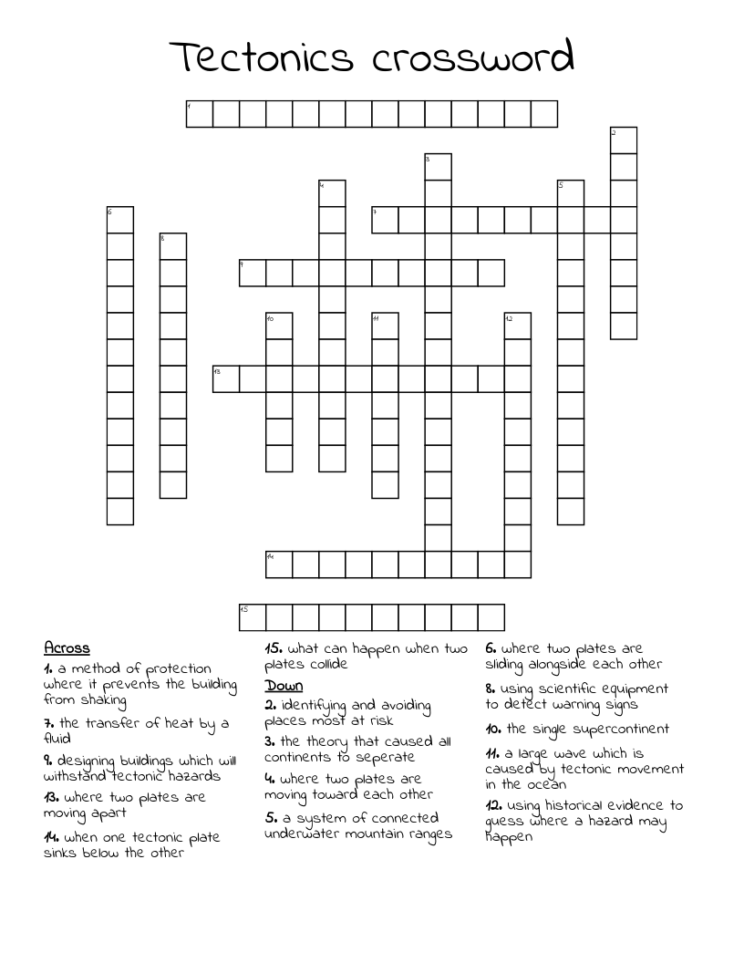 Tectonics crossword WordMint