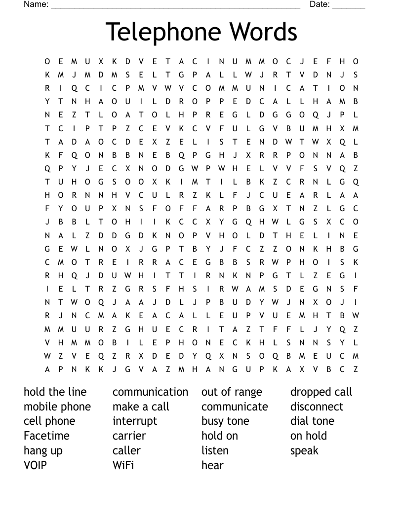 Cell Phone Etiquette Word Search WordMint