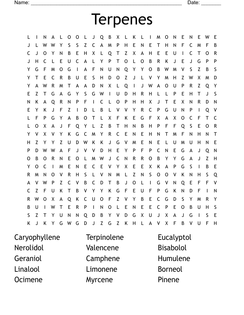 Terpenes Word Search WordMint