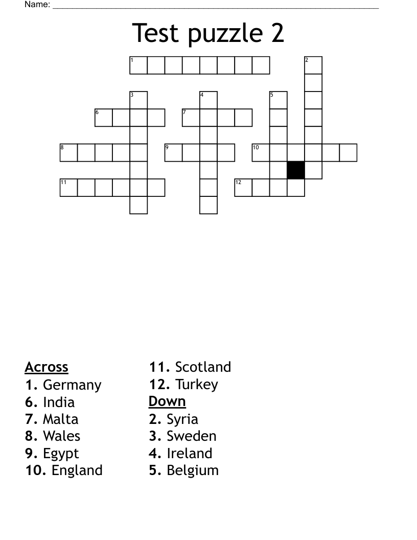 Test puzzle 2 Crossword WordMint