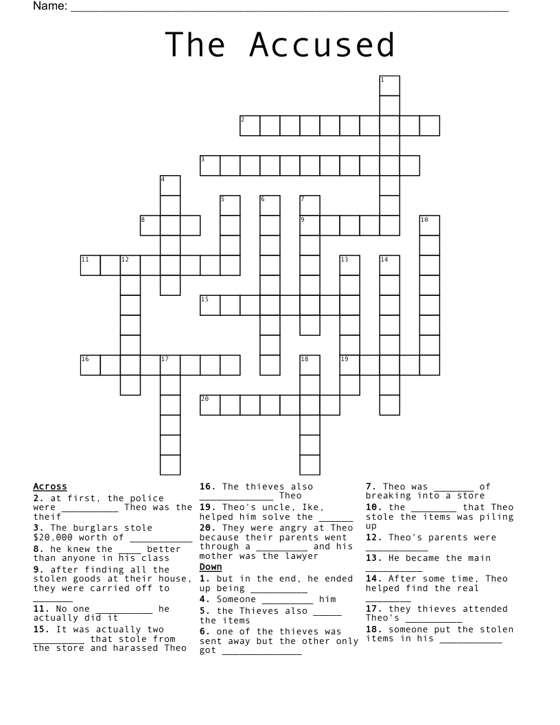 The Accused Crossword WordMint