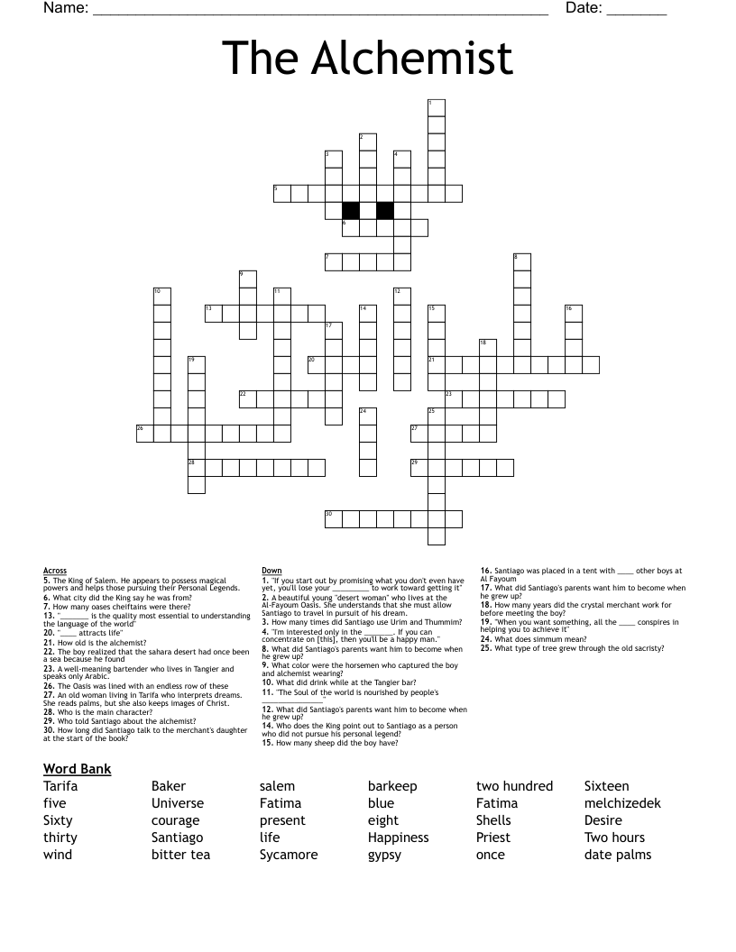 The Alchemist Crossword WordMint