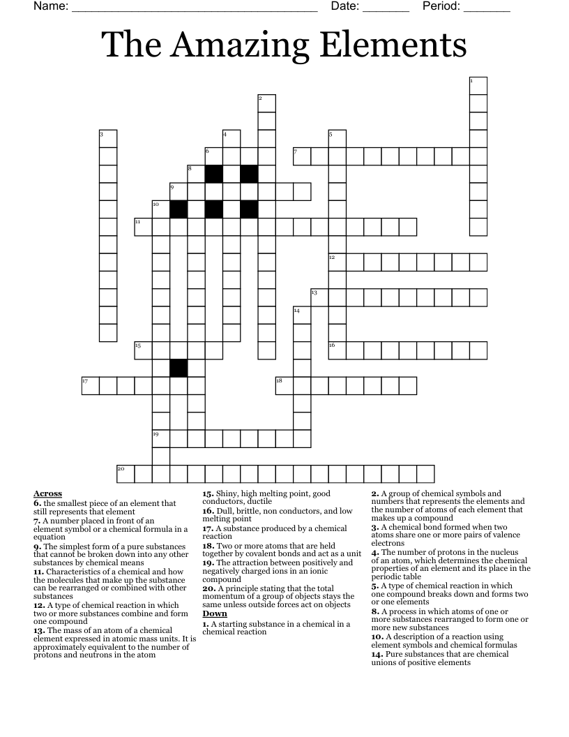 The Amazing Elements Crossword WordMint