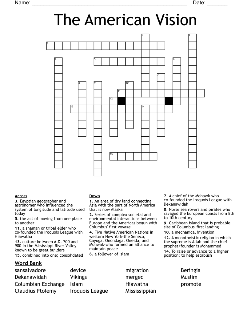 The American Vision Crossword WordMint