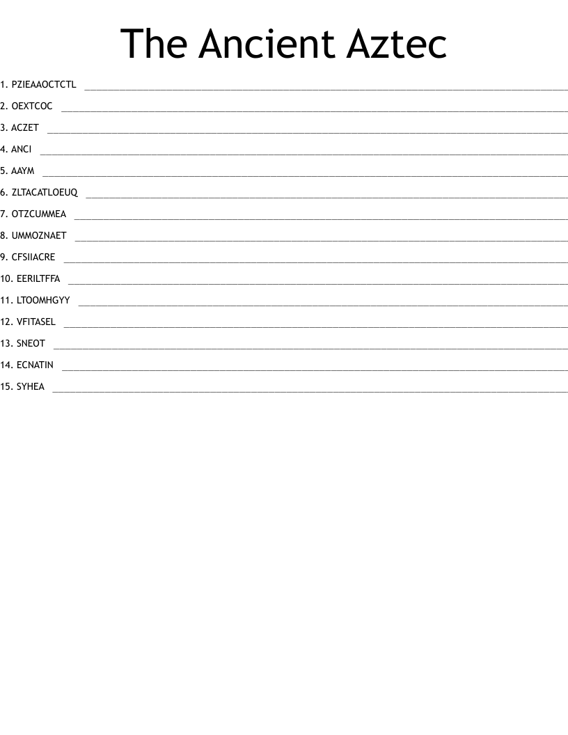 The Ancient Aztec Word Scramble WordMint