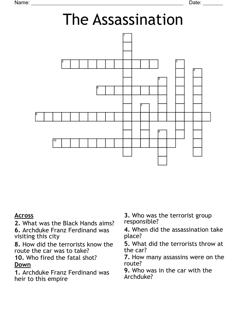 The Assassination Crossword WordMint