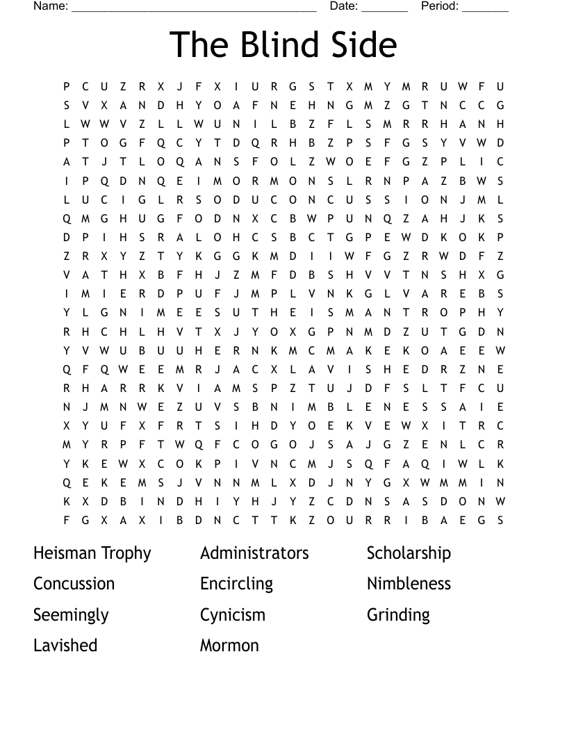 The Blind Side Word Search WordMint