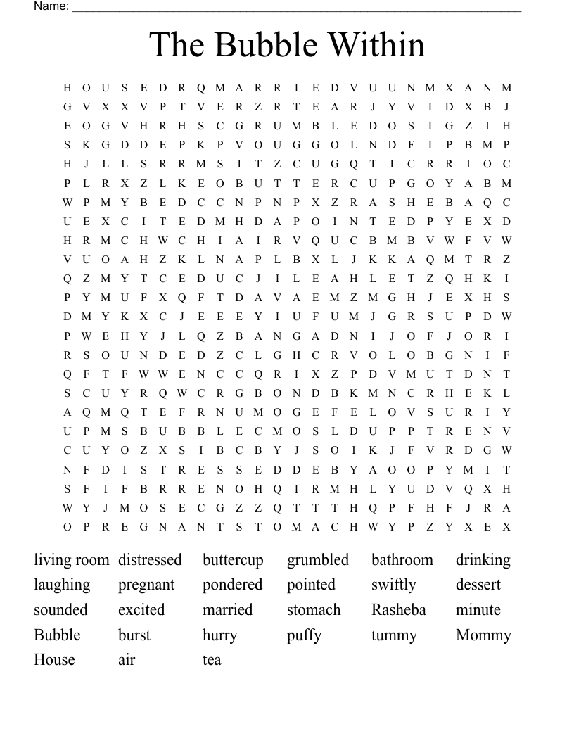 The Bubble Within Word Search WordMint