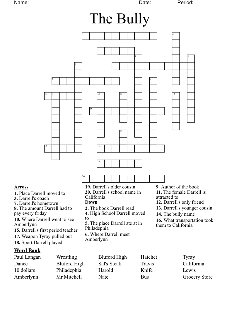 The Bully Crossword WordMint