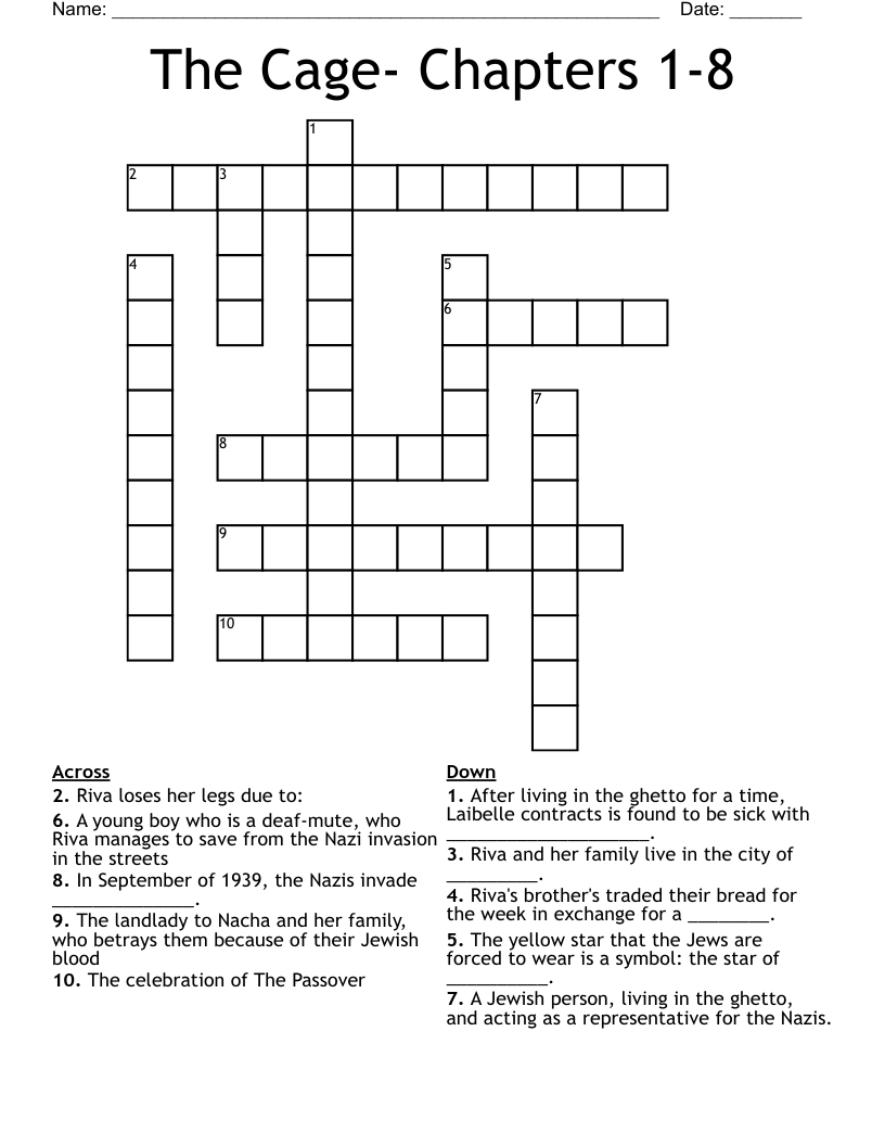 The Cage Chapters 18 Crossword WordMint