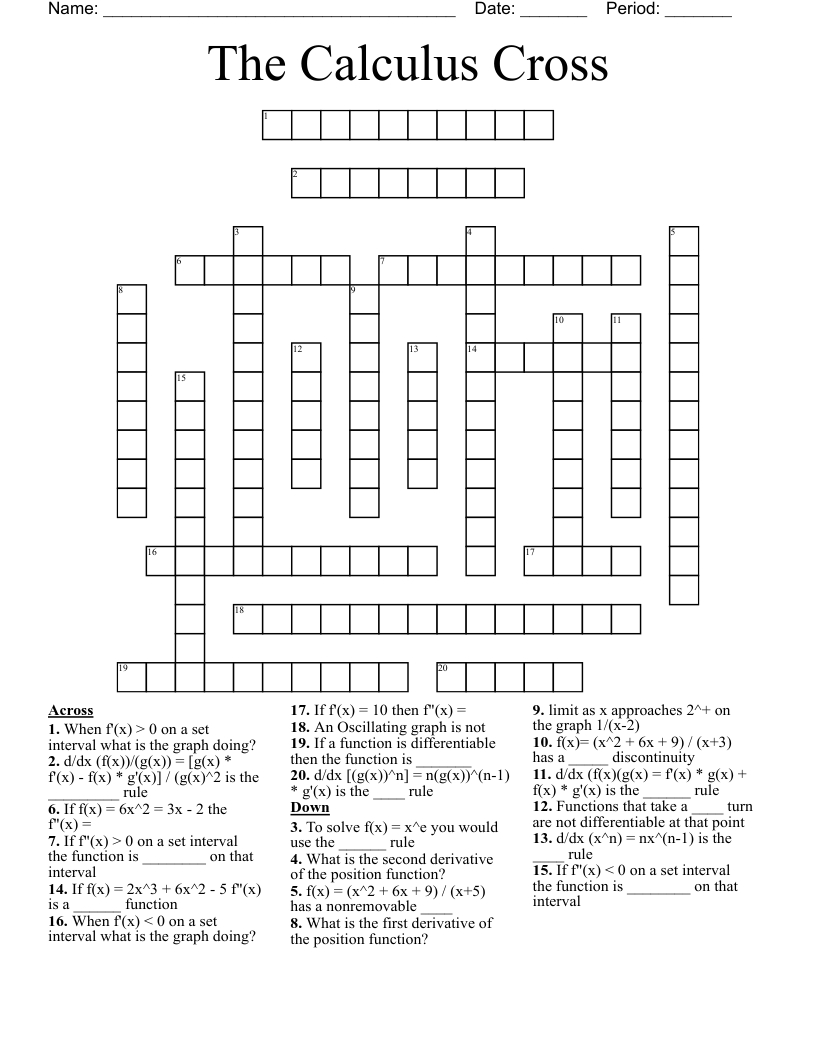 The Calculus Cross Crossword WordMint