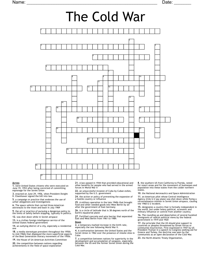 The Cold War Crossword WordMint
